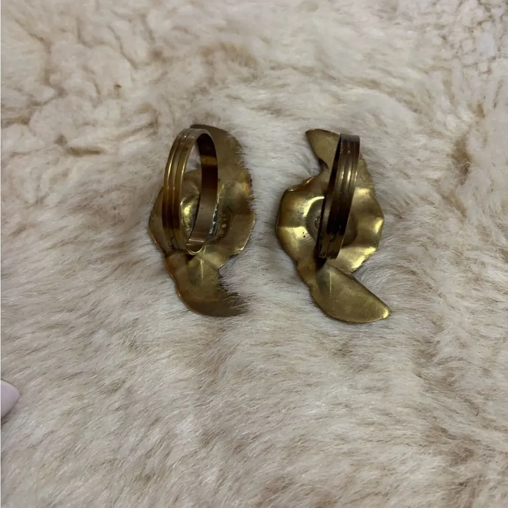 Vintage Anthropologie Brass Rose Napkin Rings set of 2